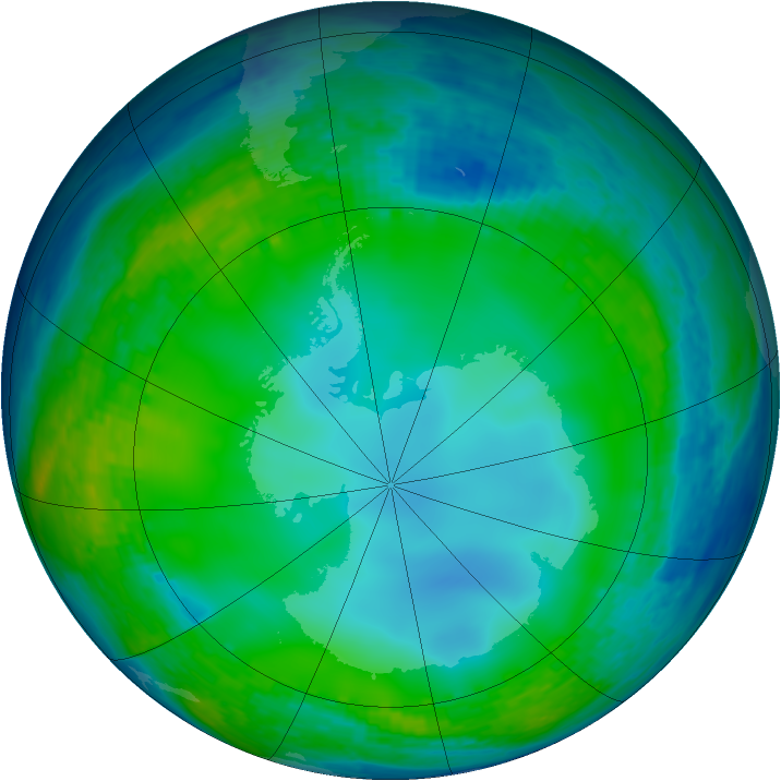 Antarctic ozone map for 27 June 2004